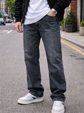 Ecko Unlimited Jeans Mens 40x30 Washed Black Denim Straight Fit Y2K